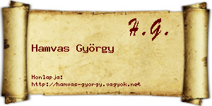 Hamvas György névjegykártya