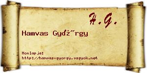 Hamvas György névjegykártya